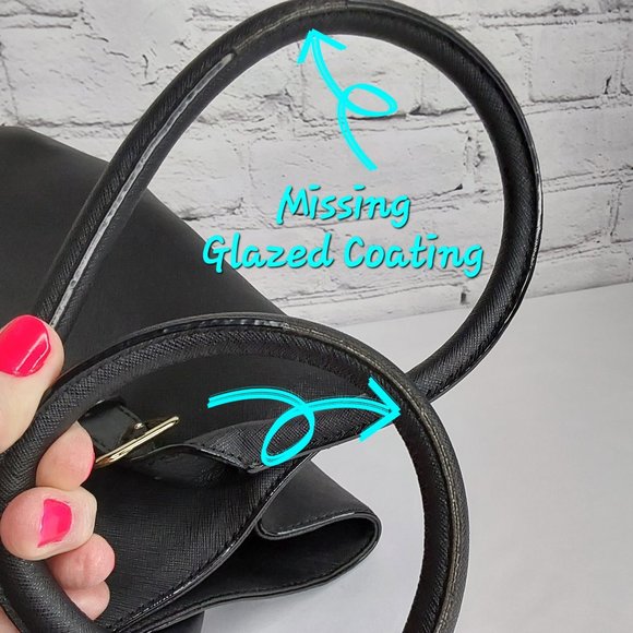 KATE SPADE SAFFIANO LEATHER ADJUSTABLE BUCKLE STRAP LARGE SHOULDER  BAG ONYX - Picture 15 of 16